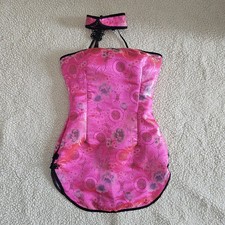 Vintage Y2K Brocade Pink Mandarin Collar Mini Dress - Leg Avenue, Small picture