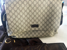Gucci GG Canvas Shoulder Diaper Bag- Adjustable Strap Beige/Brown w Dust Bag picture