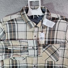 NEW Buffalo David Bitton Shirt Men XL Button Up Long Sleeve Tan Ocre Plaid Soft picture