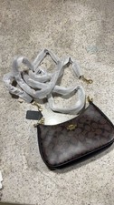 Coach Teri Shoulder Bag Signature Canvas Brown Black CV978 picture