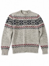 Vintage Mens L.L. Bean 1980’s Preppy Rag Wool Sweater Blue Red Accents picture