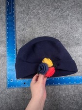 Flower Beanie Toque Womens One Size Blue Knit Floral Fleece Polyester picture