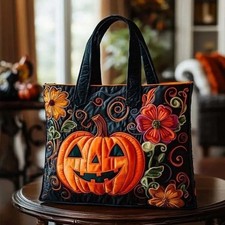 00 JUST ARRIVED - Halloween Quilted Jack O Lantern Tote Bag picture