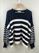 Madewell Striped Balloon-Sleeve Pullover Sweater Cotton Sz XL Preppy Classic picture