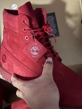 Timberland 6 Inch Premium Red Nubuck Waterproof- Boots A1FNH Mens 11.5M picture