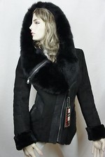 NEW 100% Real Shearling Suede Leather Sheepskin Toscana Hood Jacket Coat S-5X picture
