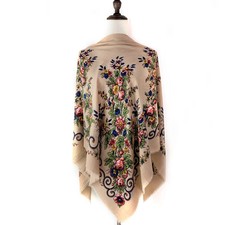 120*120cm Breathable Thin Russian Style Floral Print Square Scarf for Women Luxu picture