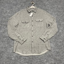 J.Crew Shirt Mens Medium Grey Donegal Speckled Wool Blend Button Down Overshirt picture