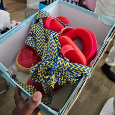 Lanvin Curb Sneakers Red Blue Yellow Chevron Laces Size 35 US Women picture