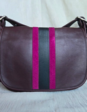 **RARE/HTF** Coach 75th Anniversary Stripe Patricia Saddle Bag In Calf Leather picture