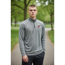 1053 NBA Ultra Game Portland Trail Blazers Mens Quarter Zip Heather Grey M picture