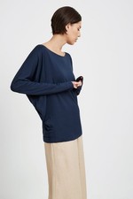 Marcella Womens Designer Navy Blue Katie Seamless Shirt Top Small picture