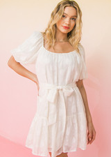 A.CALIN by Flying Tomato Textured Tiered Mini Dress in Cream Size M picture