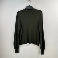 Philosophy Sweater Womens L Green Mock Neck Long Sleeve Knit Ribbed Hem picture