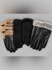 Lot of 3 Women’s Size L Gloves - Leather & Suede picture