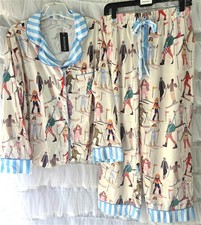 NWT SheShow XL Satin Women Snow Skiing Sleepwear Lounge Pajama Set 13355 picture