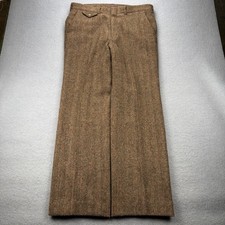 Vintage 80s 90s Polo Ralph Lauren Tweed Pleated Pants 34x33 (36) Brown Wool Mens picture