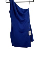 NBD One Shoulder Royal Blue Cocktail Dress XS NWT Asymmetrical Party Mini picture