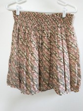 Anthropologie Lil Tan Neutral Geometric Zebra Safari Print Pleated Smocked Waist picture