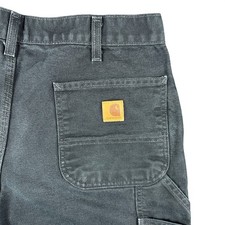 Carhartt Washed Duck Dungaree Carpenter Pants Mens 36x32 Black B11-BLK Loose Fit picture