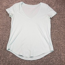Lululemon Love Tee V Short Sleeve Pima Cotton Mint Green Aqua Top Womens 6 picture