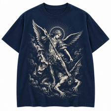 Saint Michael Archangel Shirt Catholic Warrior Angel Gothic Christian Graphic picture