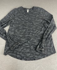 Lululemon Rise and Run Long Sleeve Women's Black Camo Size Large Black 10 picture