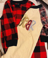 Carter's/Marie Nicole Holiday Lot 18M One-Piece Fleece Red/Black Plaid Embroid picture
