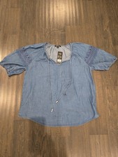 Robert Louis NWT Women's Small Blue Chambray Shirt/Blouse picture