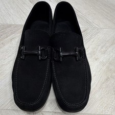 Salvatore Ferragamo Men's Black Suede Gancini Bit Loafers US 8 Slip-On Shoes picture