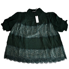 Anthropologie High Neck Lace Swing Blouse Green - Women's Sizes XXS - XL picture