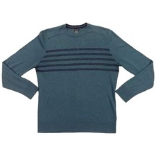 Smartwool Sweater Mens Large Blue Sparwood Crewneck Striped Wool Blend Pullover picture