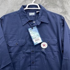 Vintage Sears Fieldmaster SHIRT MEN XL 17-17.5 Perma-Prest Workwear navy usa picture