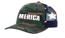 Heritage Pride USA Merica Mesh Back Trucker Hat Army/American Flag picture