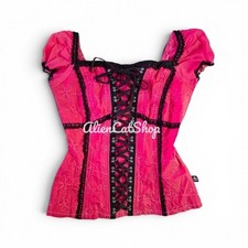VTG RARE Tripp NYC Coral Pink Corset Lace-up Top Deadstock Hot Topic picture