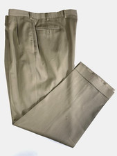 Jos A Bank Signature Collection Pleated Cuffed 100% Wool Slacks Size 38 Reg Tan picture