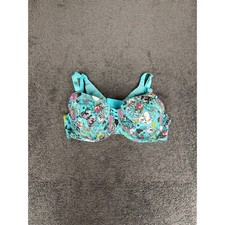 Torrid Curve Tattoo Print Push Up Bra 44D Teal Skull Mermaid Rose Lace Up picture