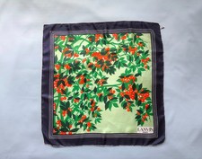 Vintage LANVIN Paris Silk Scarf Hand Rolled Made in France Floral Print picture