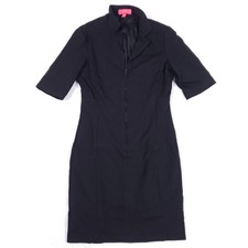 LAVIA18 Piazza Sempione Black Zip Front Sheath Dress Size 40 Mid Century Modern picture