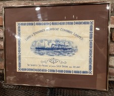Antique Larne Stranraer Steamboat Co Printed Handkerchief Framed 1870s-80s picture