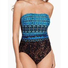 Miraclesuit Women's Swimsuit Size 8 Avanti Untamed One Piece Bandeau Underwire picture