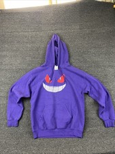 Vintage Gildan Brand Pokemon Gengar Face Purple Hoodie Size Medium picture