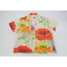 Vintage Jams World Button Up Shirt Women's Small Multicolor Floral Short Sleeve picture