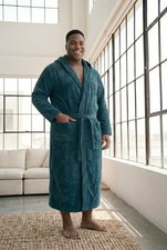 KingSize Men's Big & Tall Tall Terry Velour Hooded Maxi Robe picture
