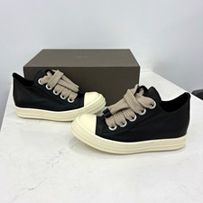 Rick Owens Ramones Jumbolace Low Black/Milk Leather Lace-Up Men's EU 39 picture
