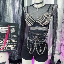 Sexy Women's Fashion Sequined Rhinestone Cover Silver Plunge Wire Free Lingerie picture