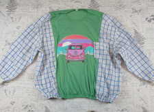 NEW Hippie bus Art to wear Graphic Top Upcycled Boho Handmade L picture
