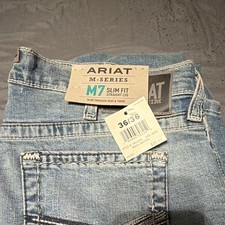 Ariat M7 M-Series $69.99 Slim Straight Stretch Light Wash Blue Denim Jeans 36x36 picture
