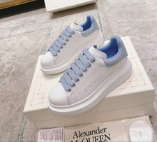 Free shipping Alexander McQueen white and light blue oversized sneakers picture