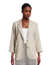 Time & Tru Women’s Line Blazer – Large 12-14, Papyrus Beige picture